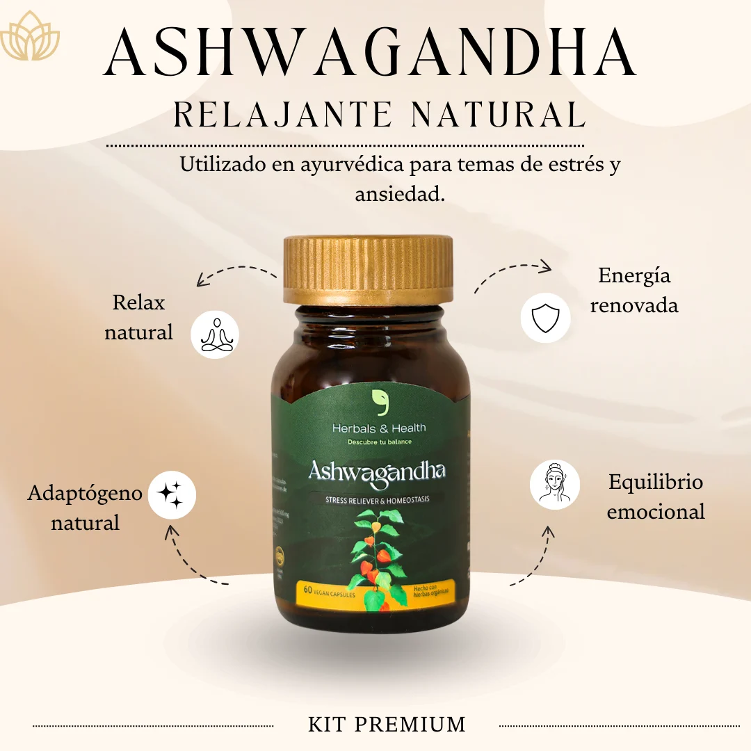 Ashwagandha: 60 Cápsulas para reducir el Estrés y Ansiedad
